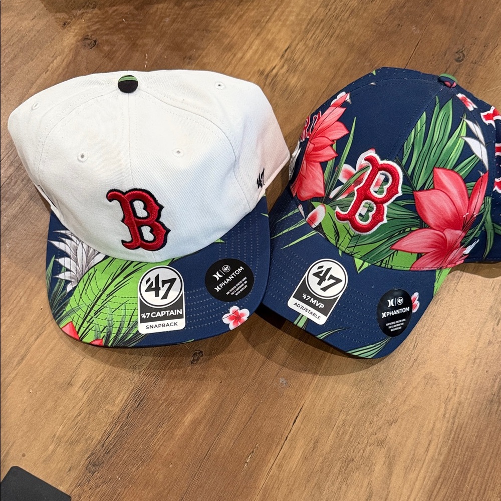 47 Kids Tropical Floral Snapback Hats - White and Navy